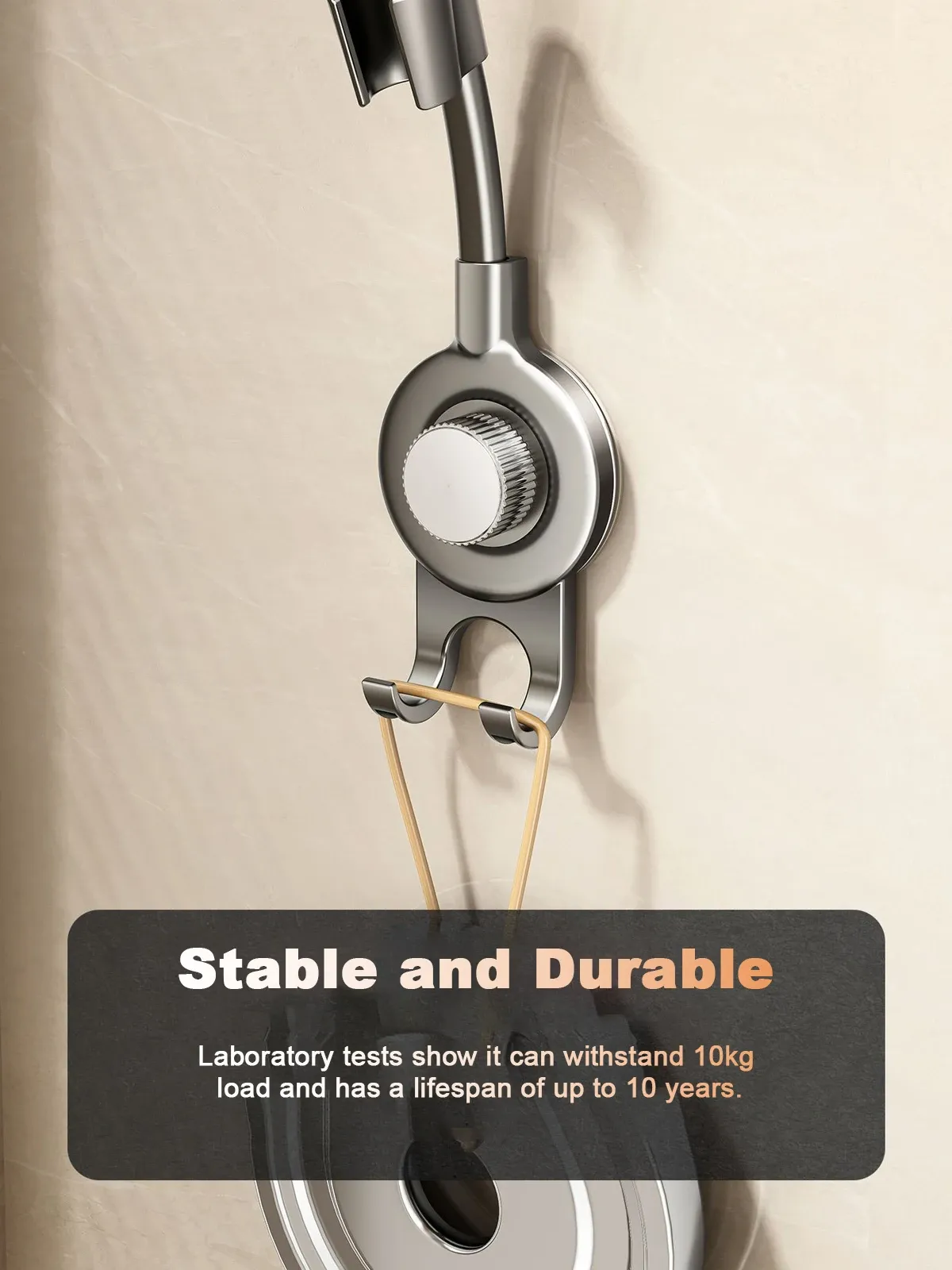 Fixation par ventouse sur paroi de douche