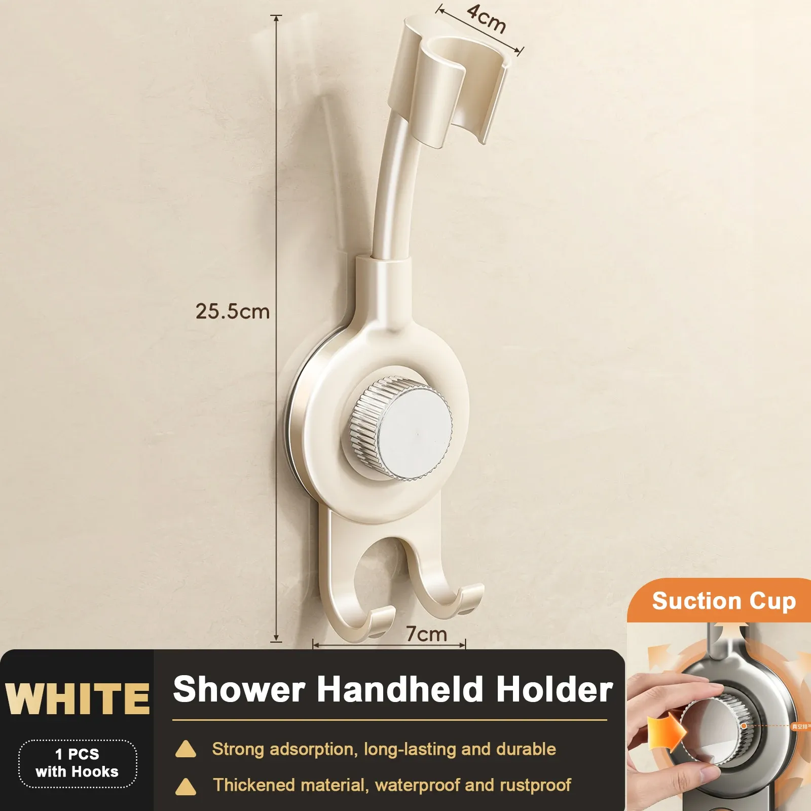 360° Support de douche réglable à ventouse sans perçage pour douchette à main 8