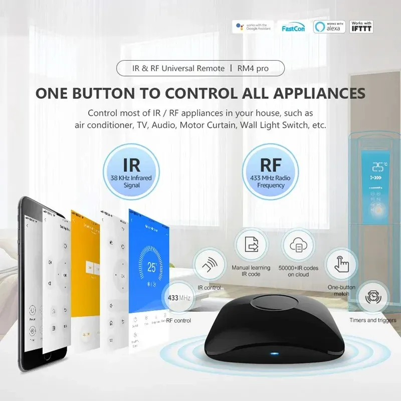 Broadlink – Télécommande intelligente universelle RM4 Pro IR RF Wi-Fi, originale, domotique, compatible Alexa et Google Home 3