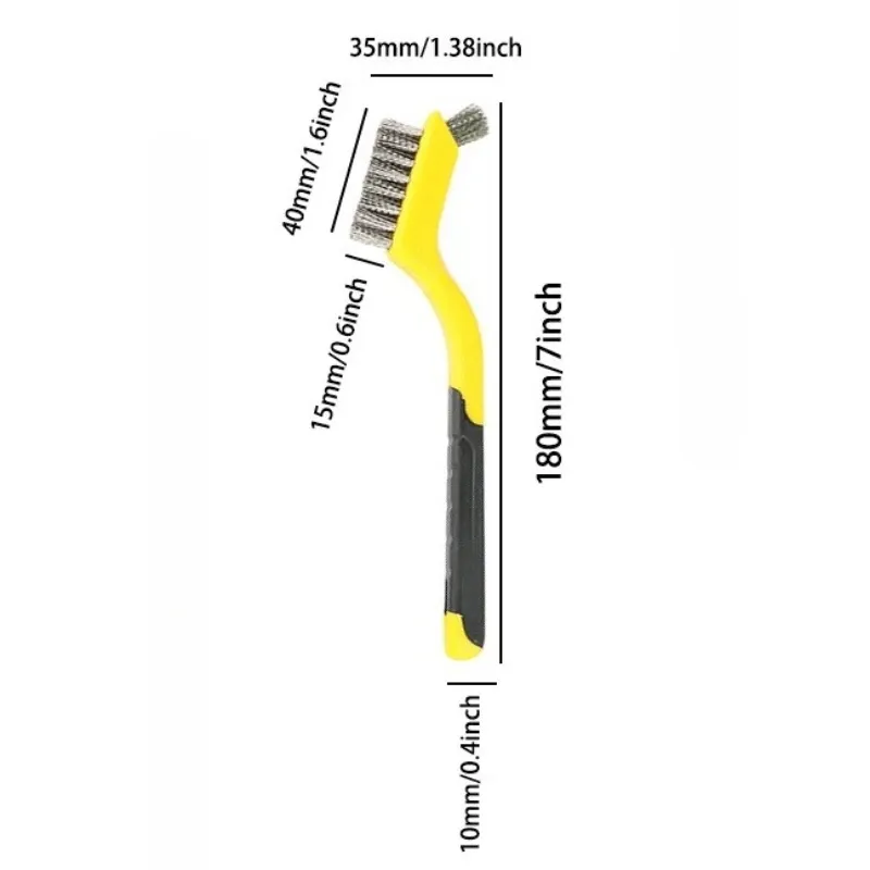 Jeu de brosses métalliques à poils en nylon, laiton et acier inoxydable avec poignée incurvée pour le décapage de la rouille, de la saleté et de la peinture 11