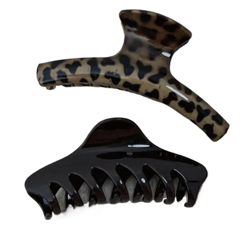 Pinces à cheveux géométriques pour femme, lot de 2, imprimé léopard vintage, grande pince requin 3