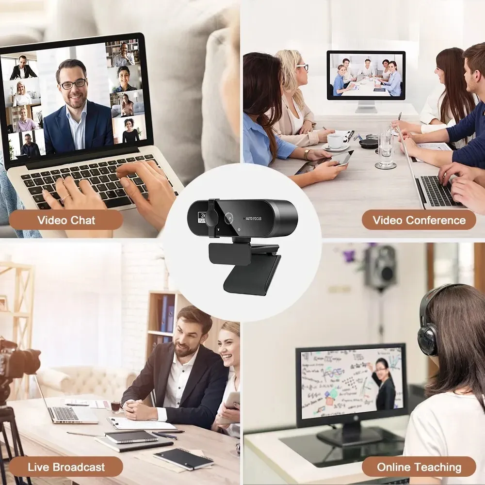 Webcam 4K 1080P Mini Caméra 2K Full HD avec Microphone 30 fps, Caméra Web USB à Mise au Point Automatique pour PC et Ordinateur Portable 6