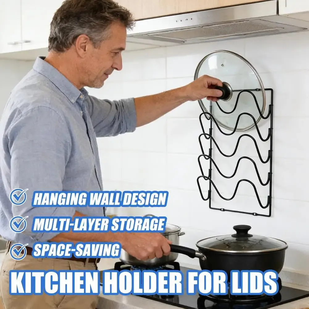 Support mural pour couvercles de casseroles, rangement en cuisine