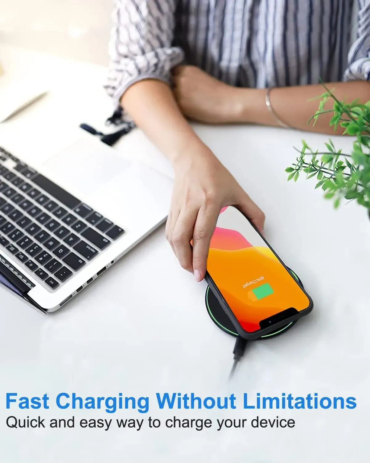 Chargeur sans fil 50 W à charge rapide pour iPhone 14/15/16/17 Pro, Xs Max, Mini, X, XR et Samsung Galaxy S25/S26, S8/S9/S10, Note 2