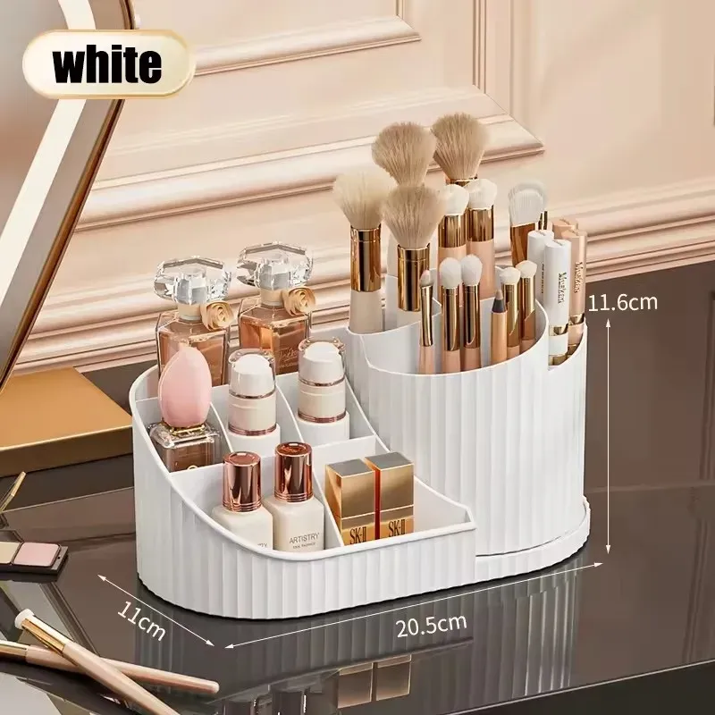 Organisateur de maquillage rotatif à 360 ° avec porte-pinceaux, grand rangement cosmétique pivotant pour soins de la peau, parfums et lotions 8