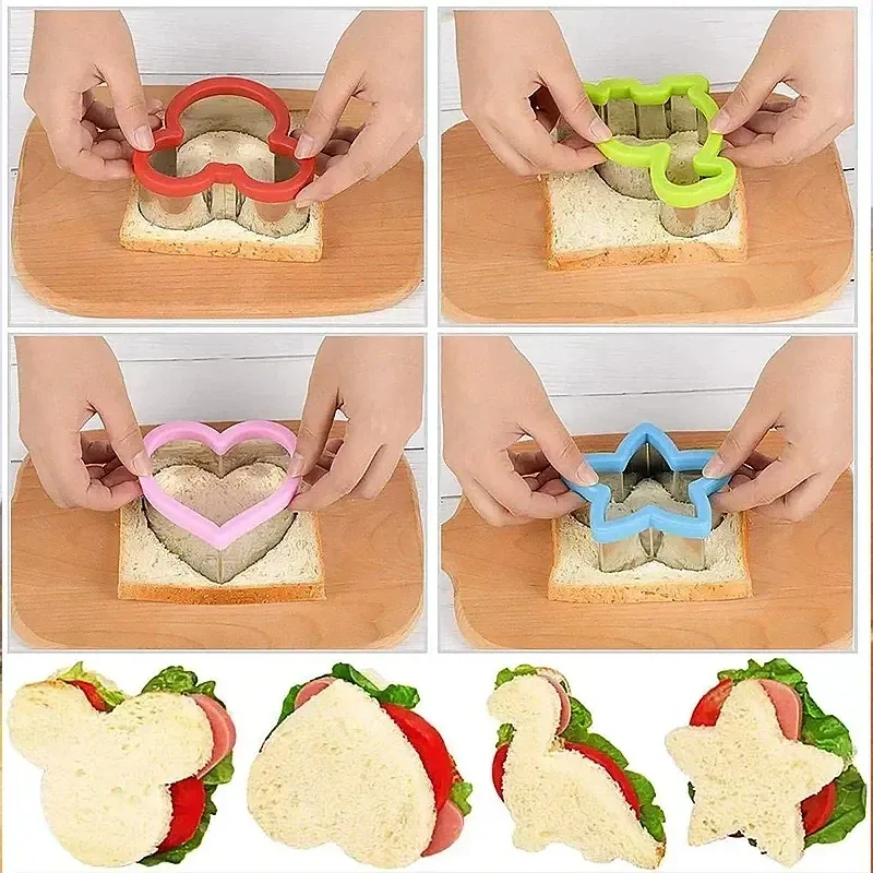 Emporte-pièces pour sandwich pour enfants en forme de cœur et d'étoile, moule à sandwich, boîte bento, strass alimentaires, ustensiles de cuisine 3