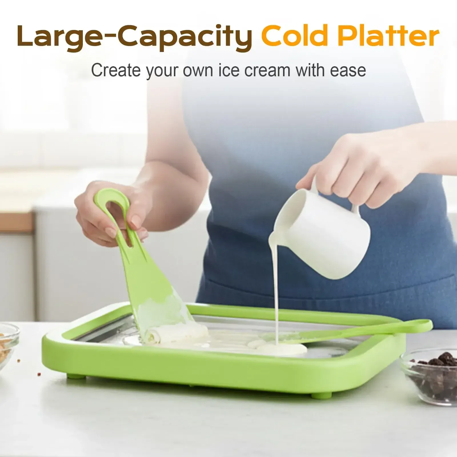 Machine à glace roulée multifonction, plaque à glace frite froide et sucrée, appareil ménager DIY pour yaourt glacé et plaque à glace maison - Image 1