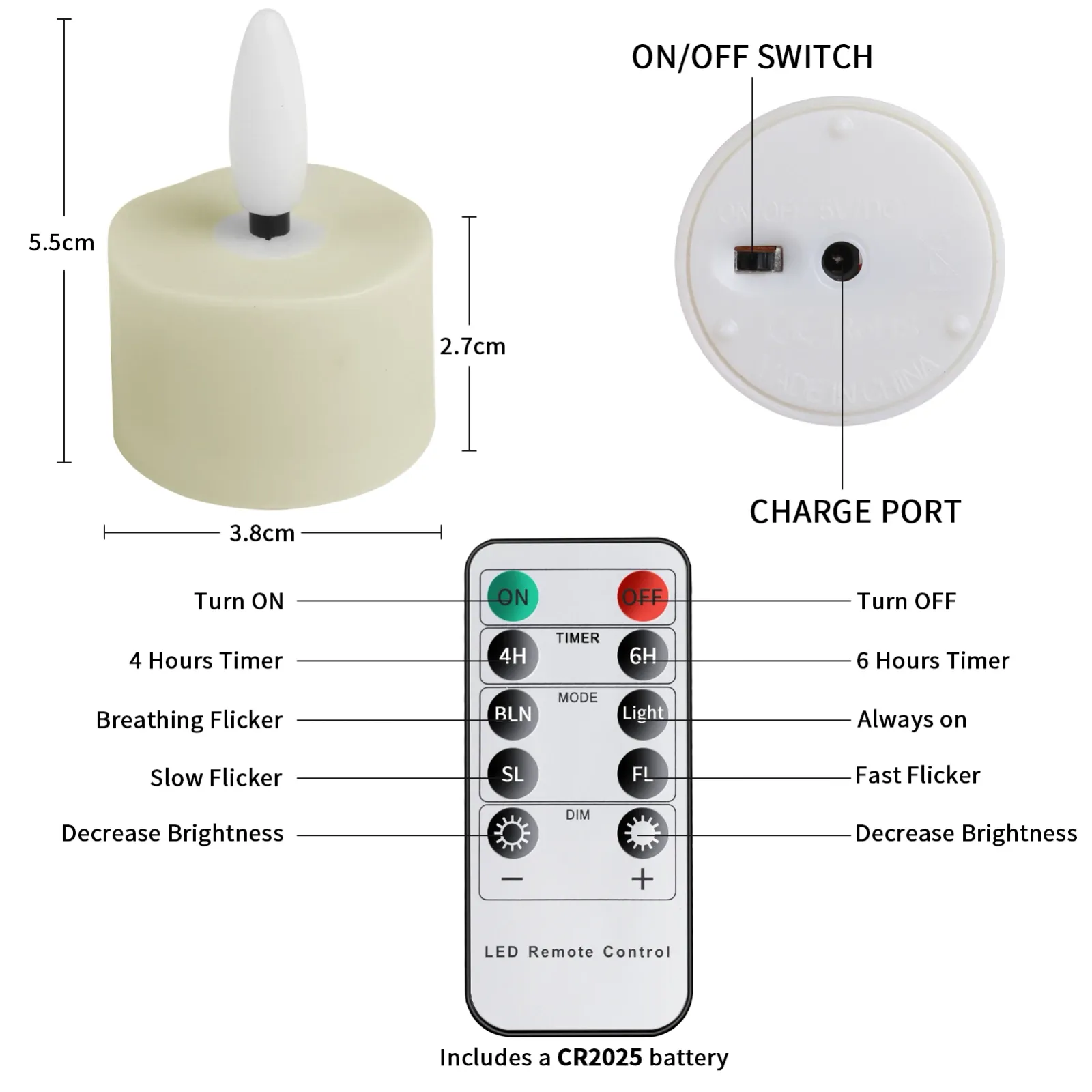 Bougies LED rechargeables pour décoration de table