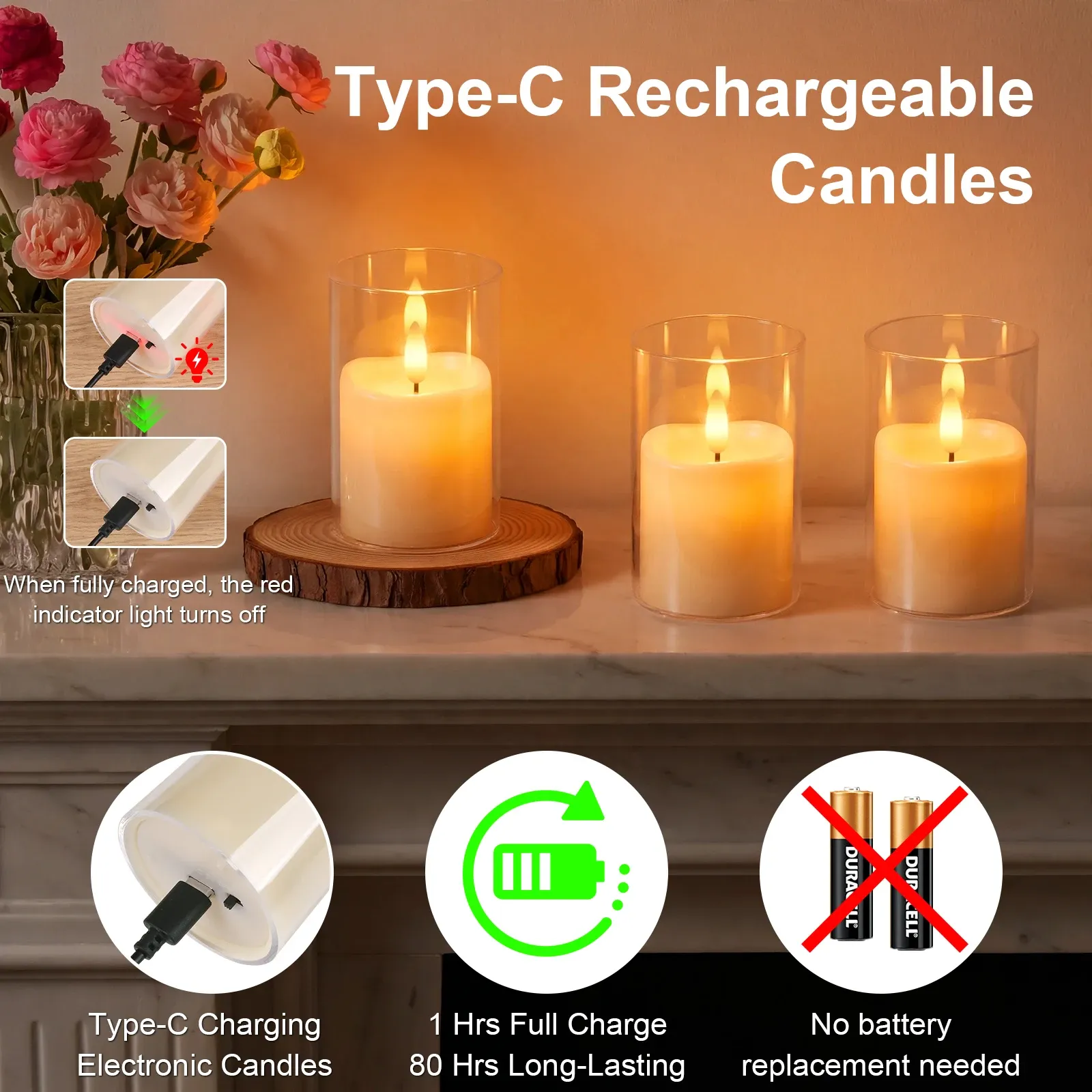 Bougies LED rechargeables lumineuses