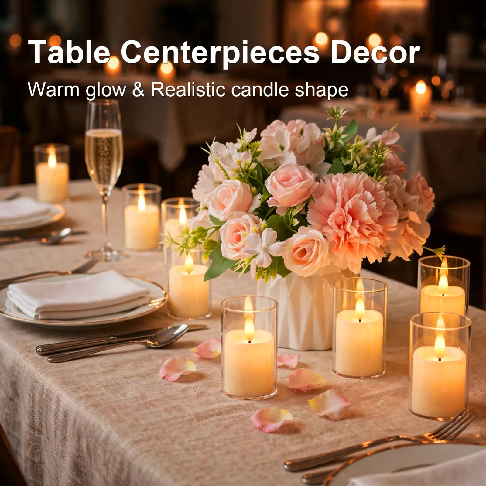 Bougies LED pour table de mariage