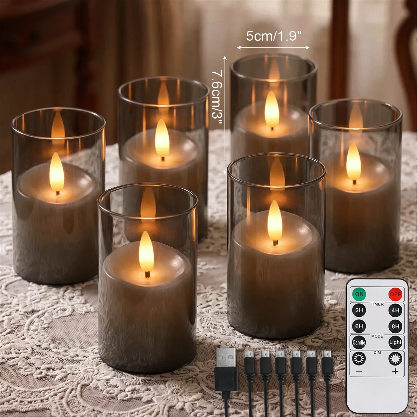 Bougies chauffe-plat LED sans flamme rechargeables avec télécommande, effet scintillant réaliste pour table de mariage et décoration de maison 11