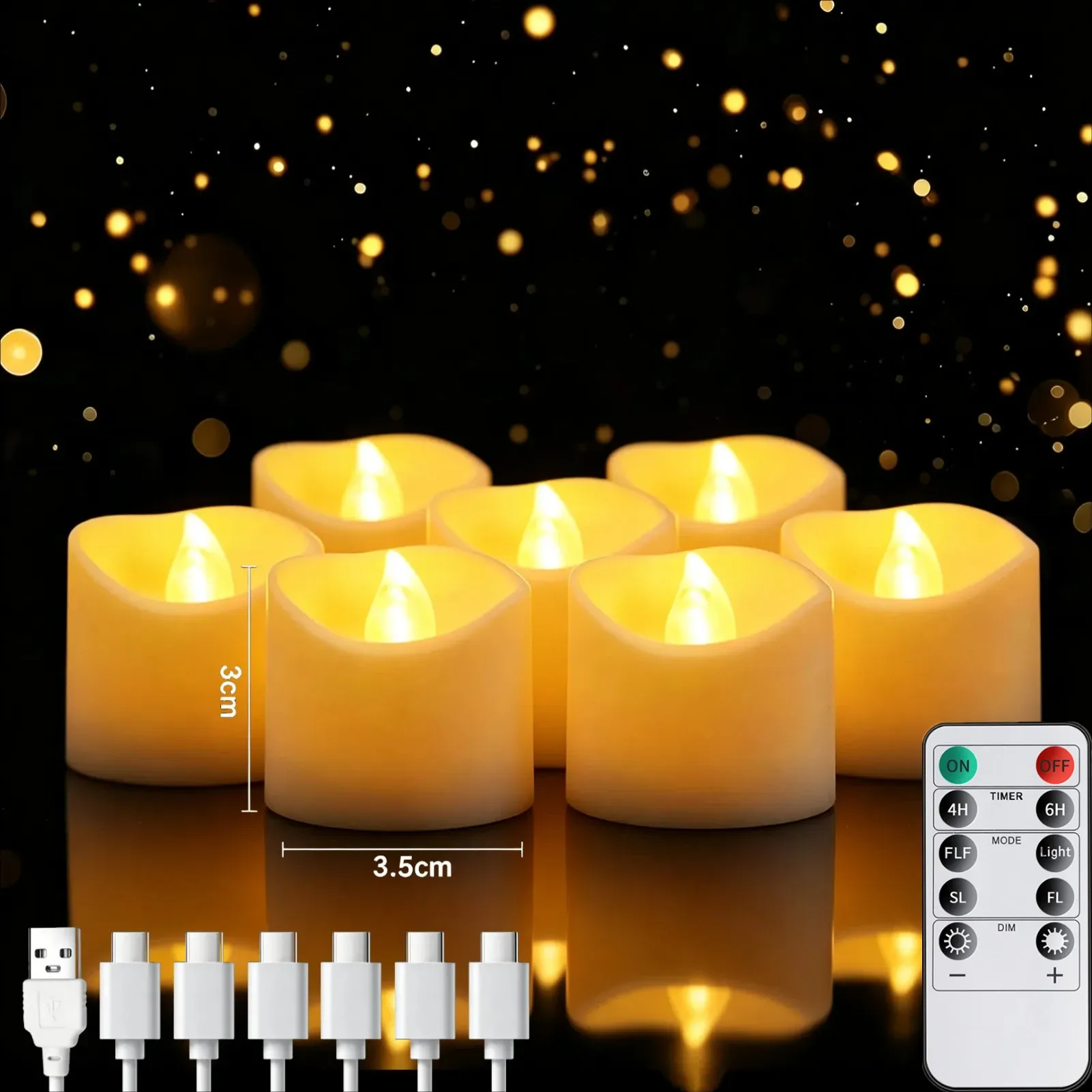 Bougies chauffe-plat LED sans flamme rechargeables avec télécommande, effet scintillant réaliste pour table de mariage et décoration de maison 13