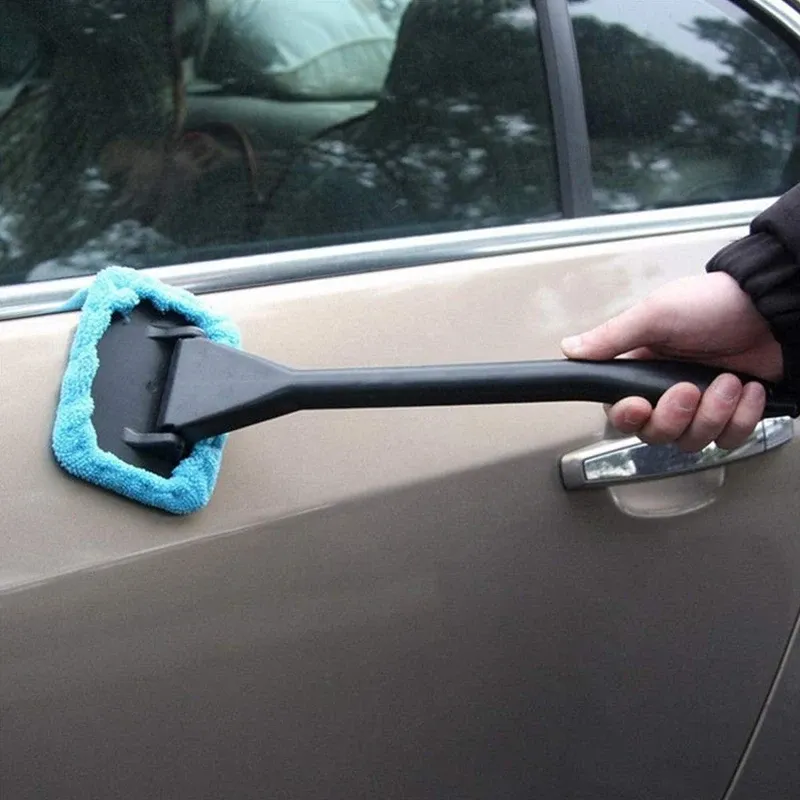 Brosse de lavage pour voiture à long manche avec nettoyeur de vitres et kit de nettoyage d'essuie-glaces en microfibre 3