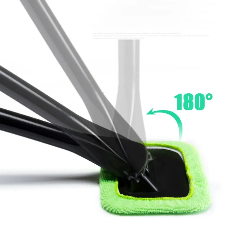 Brosse de lavage pour voiture à long manche avec nettoyeur de vitres et kit de nettoyage d'essuie-glaces en microfibre 4