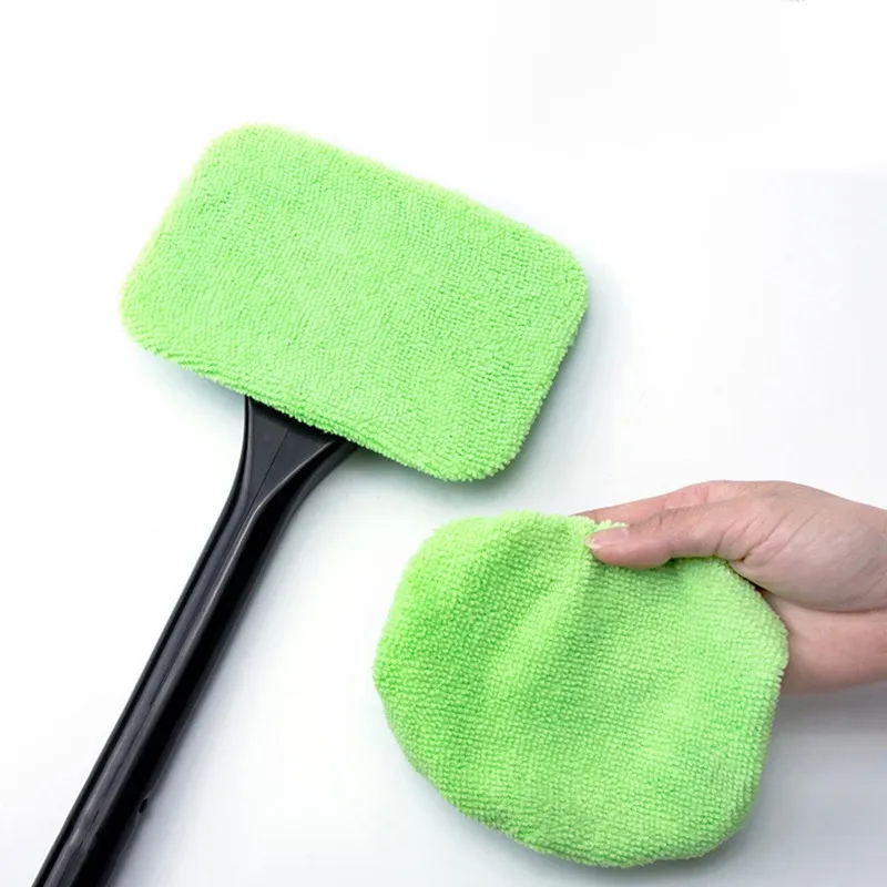 Brosse de lavage pour voiture à long manche avec nettoyeur de vitres et kit de nettoyage d'essuie-glaces en microfibre 5