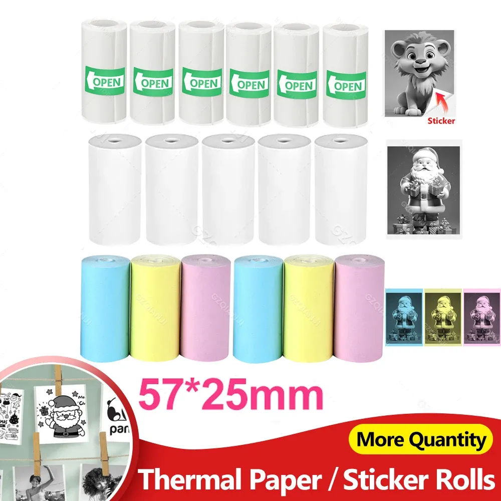 Rouleau d'étiquettes autocollantes thermiques 57 x 25 mm pour mini-imprimante et appareil photo pour enfants