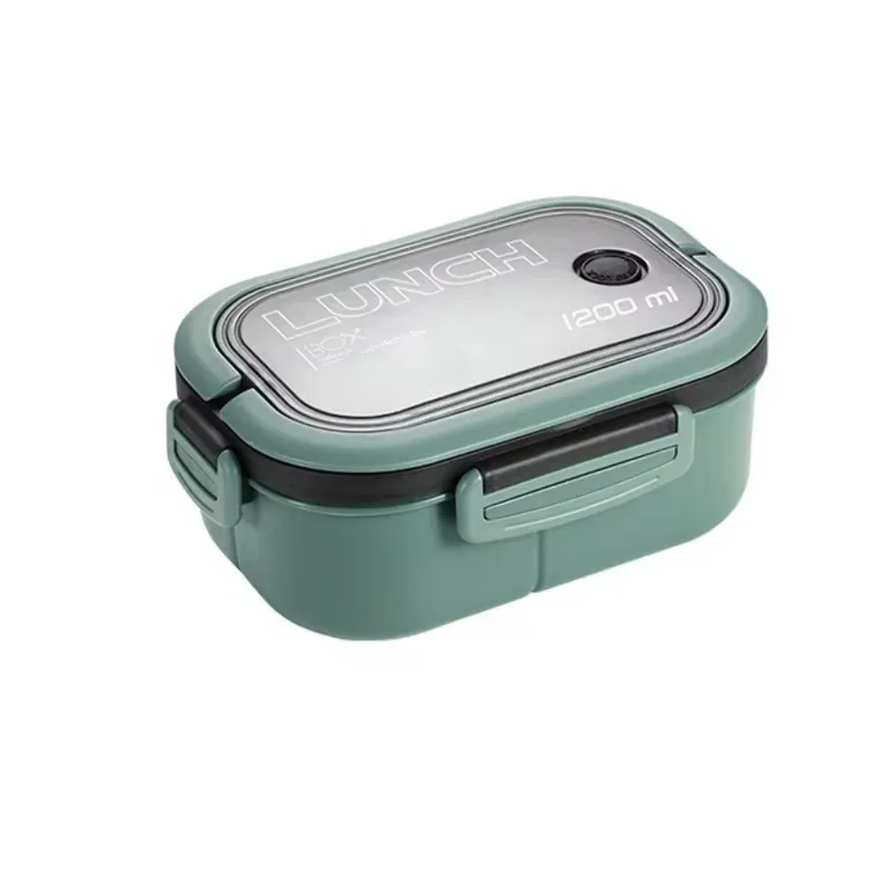 Boîte bento 2 étages 1200 ml avec cuillère et fourchette, étanche et portable 8