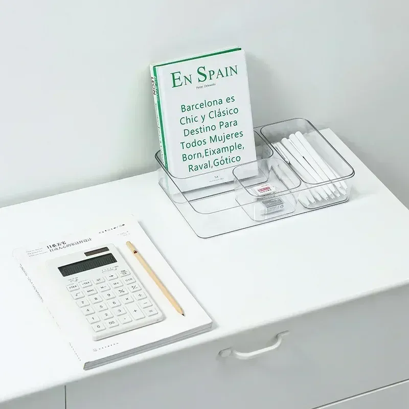 Organisateur de bureau transparent en plastique, boîte de rangement à tiroir pour bijoux et maquillage 5
