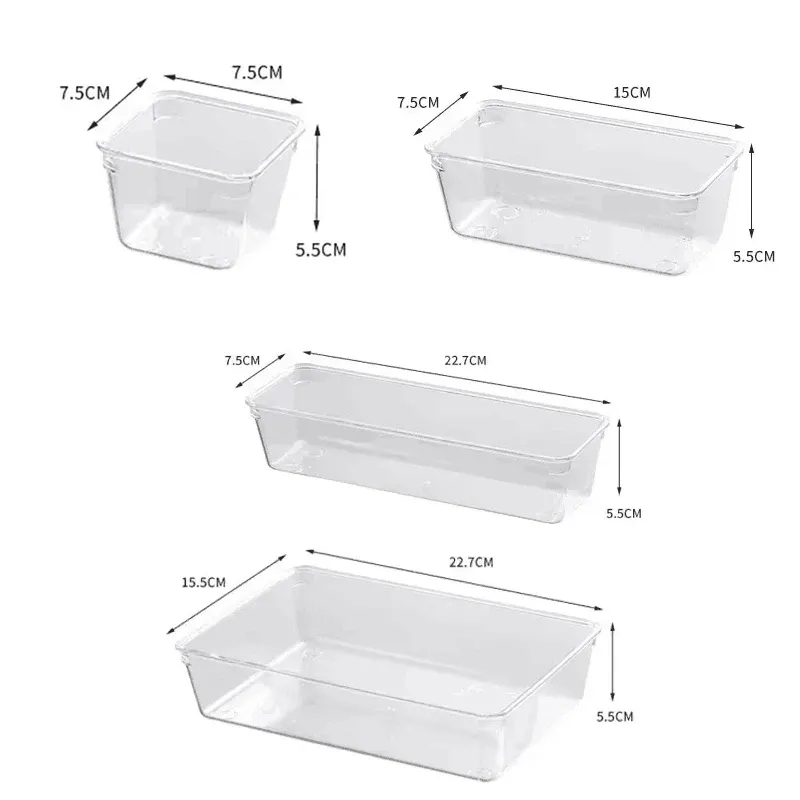 Organisateur de bureau transparent en plastique, boîte de rangement à tiroir pour bijoux et maquillage 16