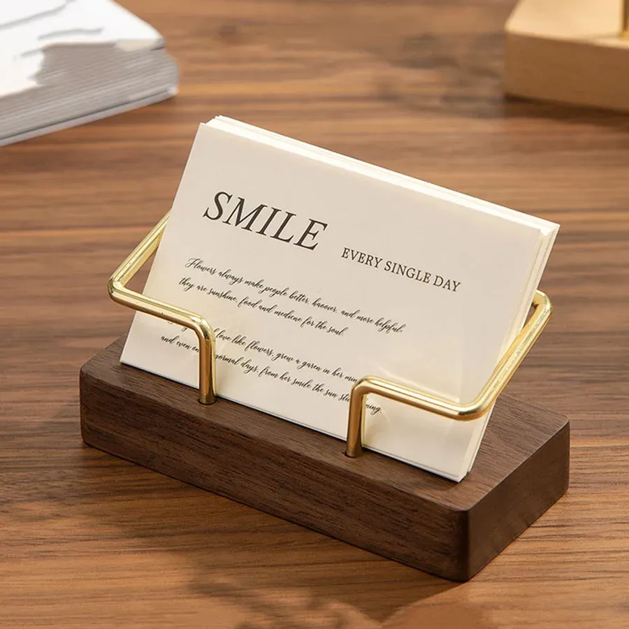 Porte-cartes de visite en bois pour bureau, présentoir de table et organisateur - Image 1
