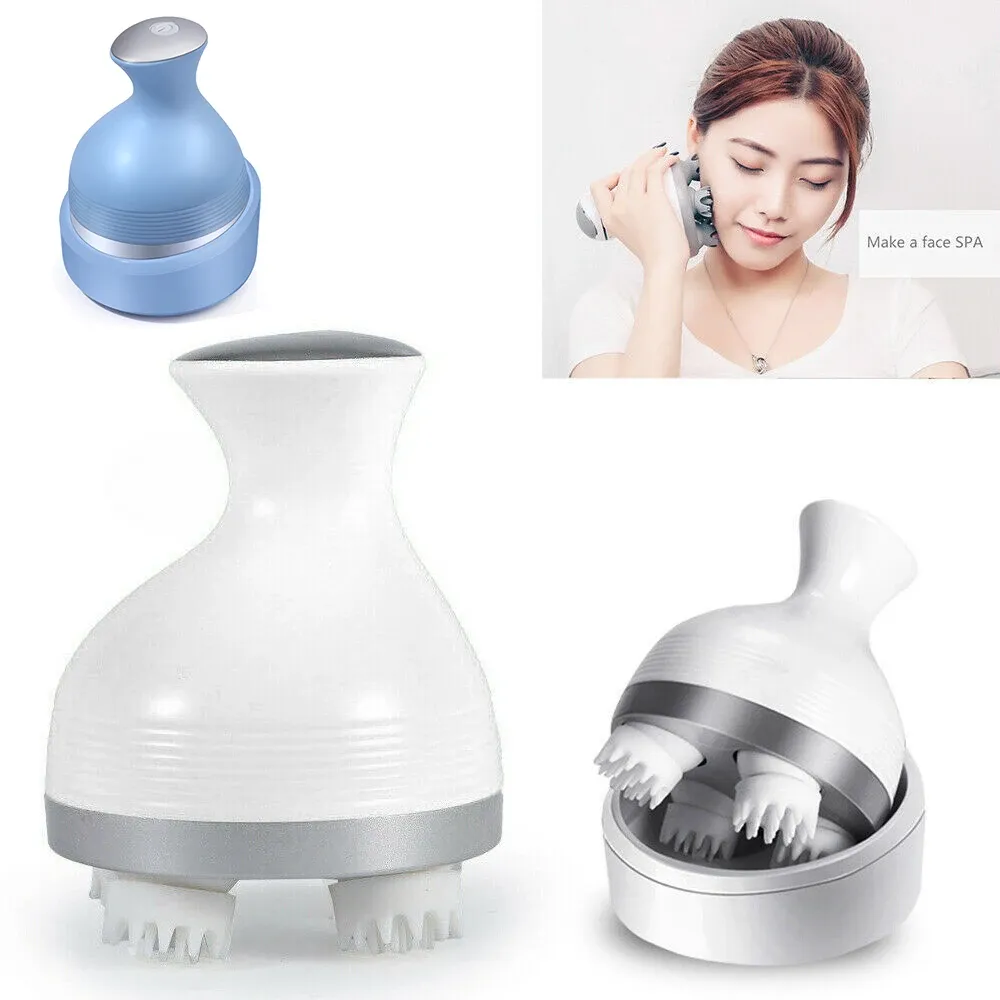 Masseur électrique sans fil pour cuir chevelu, avec fonction pétrissage, 4 têtes de massage, grattoir portable, pour la détente anti-stress