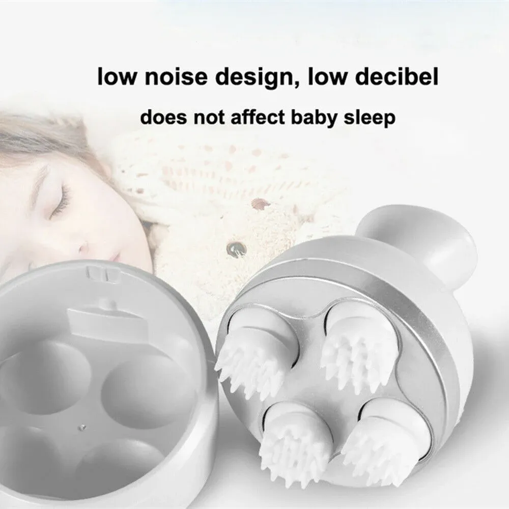 Masseur électrique sans fil pour cuir chevelu, avec fonction pétrissage, 4 têtes de massage, grattoir portable, pour la détente anti-stress 5