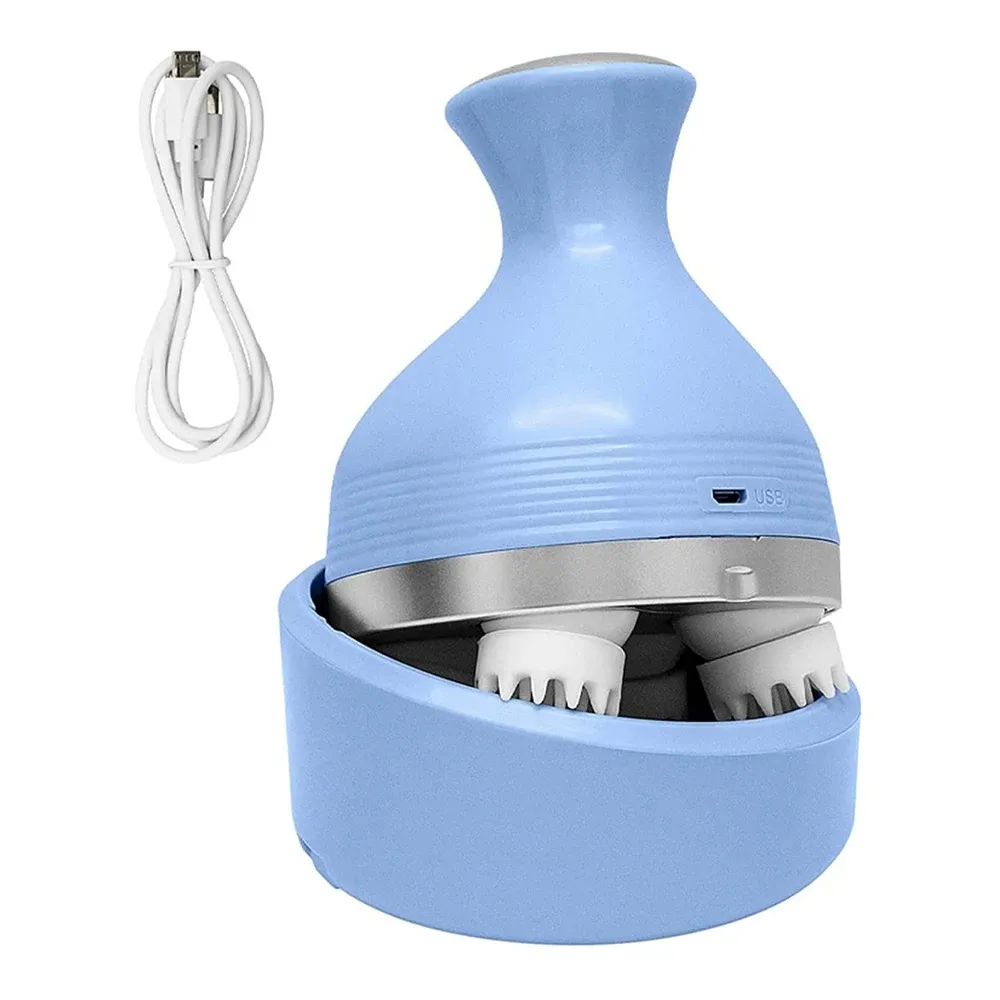 Masseur électrique sans fil pour cuir chevelu, avec fonction pétrissage, 4 têtes de massage, grattoir portable, pour la détente anti-stress 7