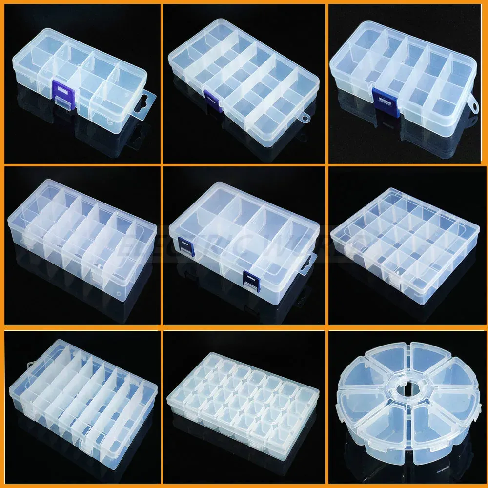 Boîte en plastique transparente à compartiments pour vis, bijoux et boucles d'oreilles, organisateur de petites pièces - Image 1