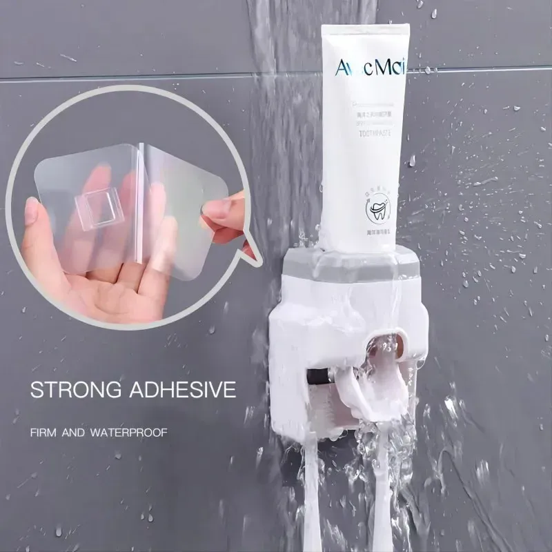 Distributeur automatique de dentifrice mural avec porte-brosse à dents, 1 pièce 3