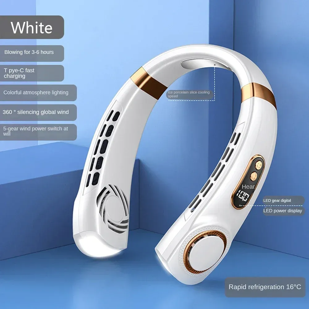 Ventilateur de cou portable sans pales, rechargeable, avec affichage numérique (modèle 2025) 8