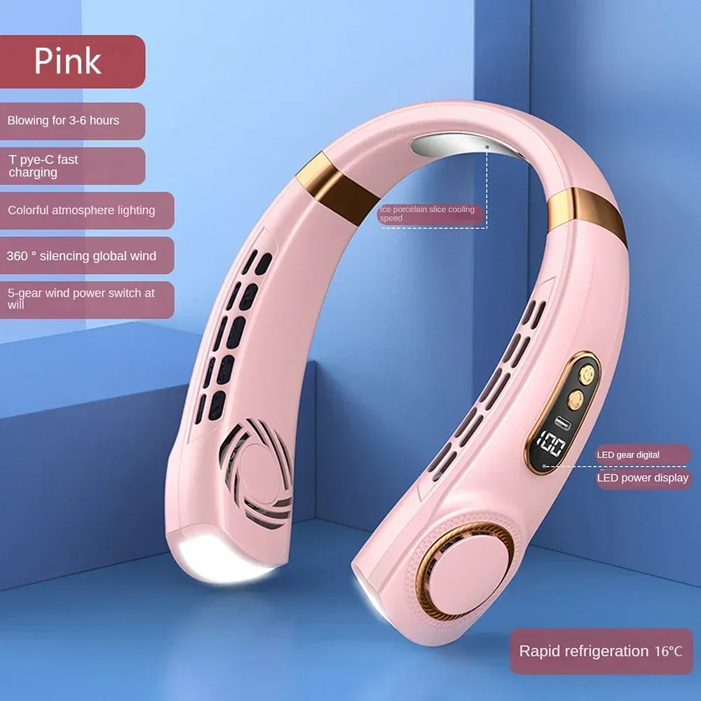 Ventilateur de cou portable sans pales, rechargeable, avec affichage numérique (modèle 2025) 7