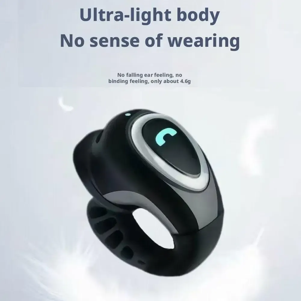 Écouteurs sans fil Bluetooth à clip d'oreille unique, écouteurs ouverts à conduction aérienne, casque mono à clipser, son stéréo Hi-Fi 2