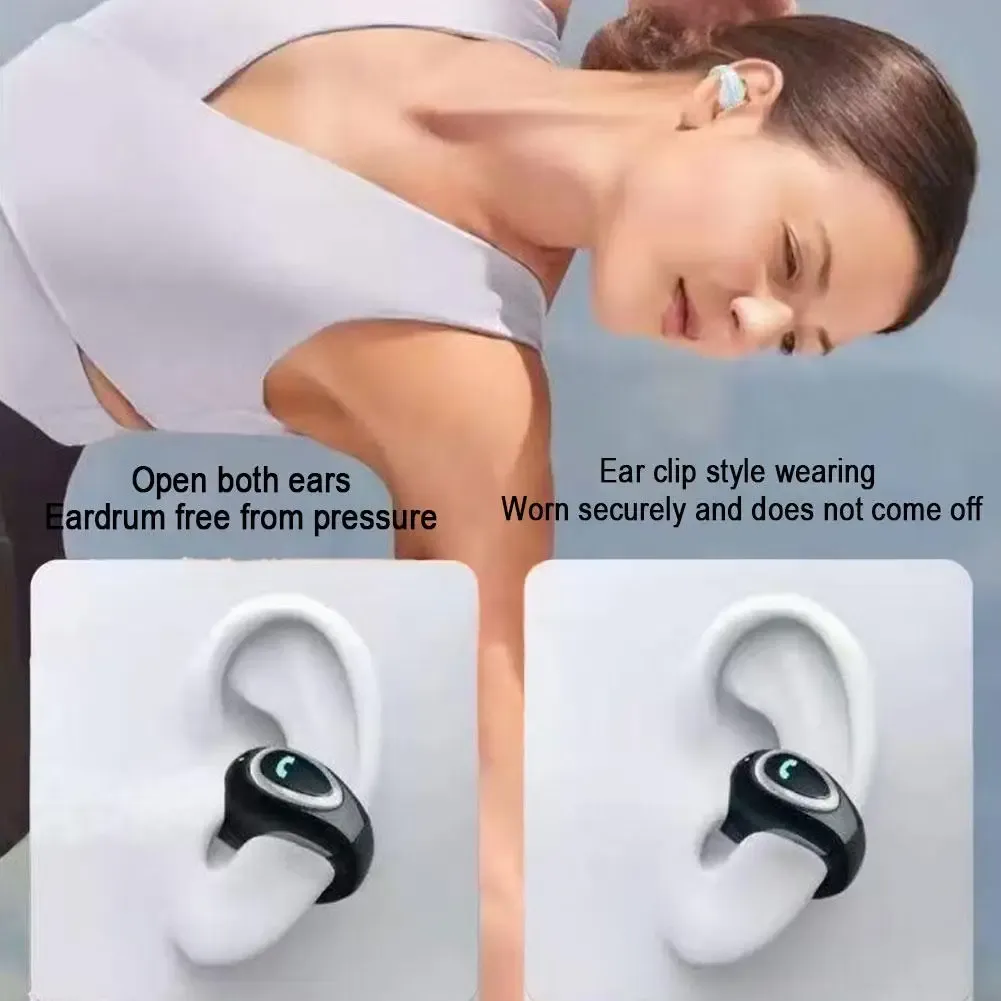 Écouteurs sans fil Bluetooth à clip d'oreille unique, écouteurs ouverts à conduction aérienne, casque mono à clipser, son stéréo Hi-Fi 5