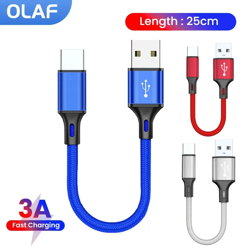 Câble Micro USB court 0,25 m à charge rapide et transfert de données, pour batterie externe, compatible Samsung et téléphones Android - Image 1