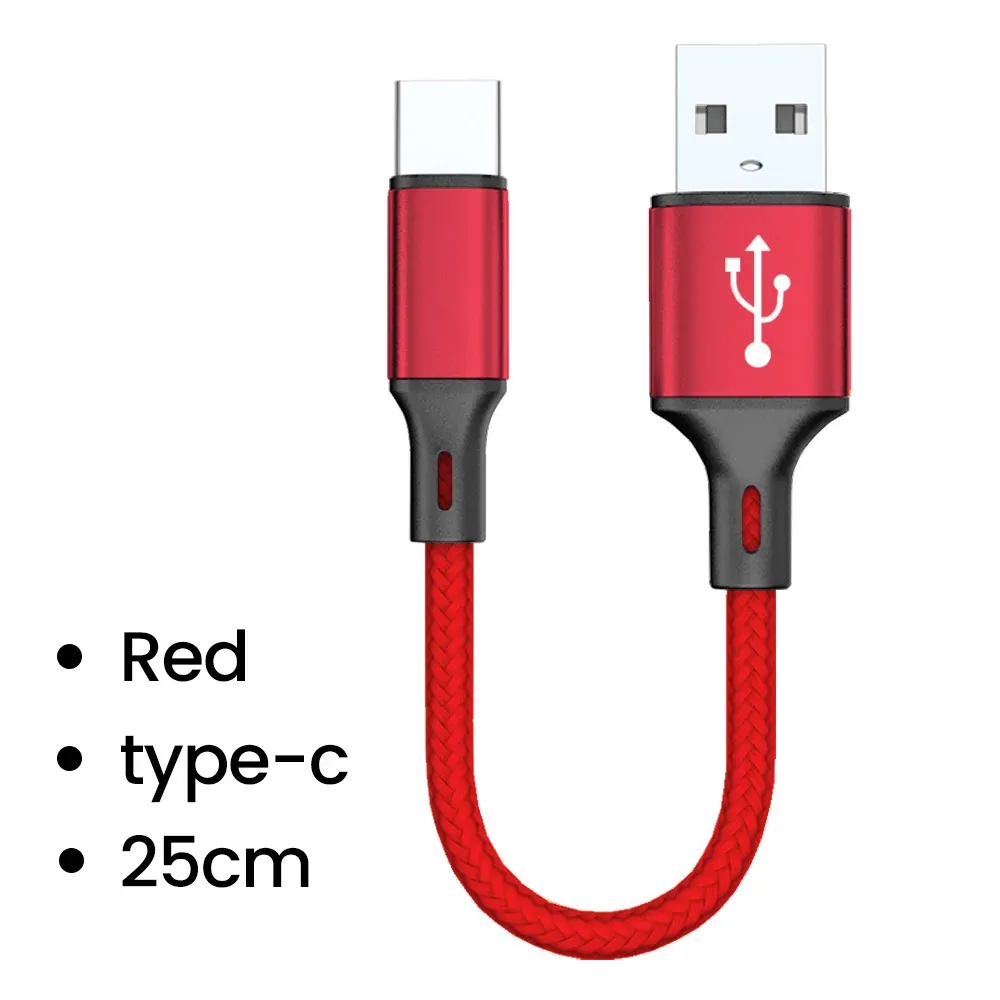 Câble Micro USB court 0,25 m à charge rapide et transfert de données, pour batterie externe, compatible Samsung et téléphones Android 7
