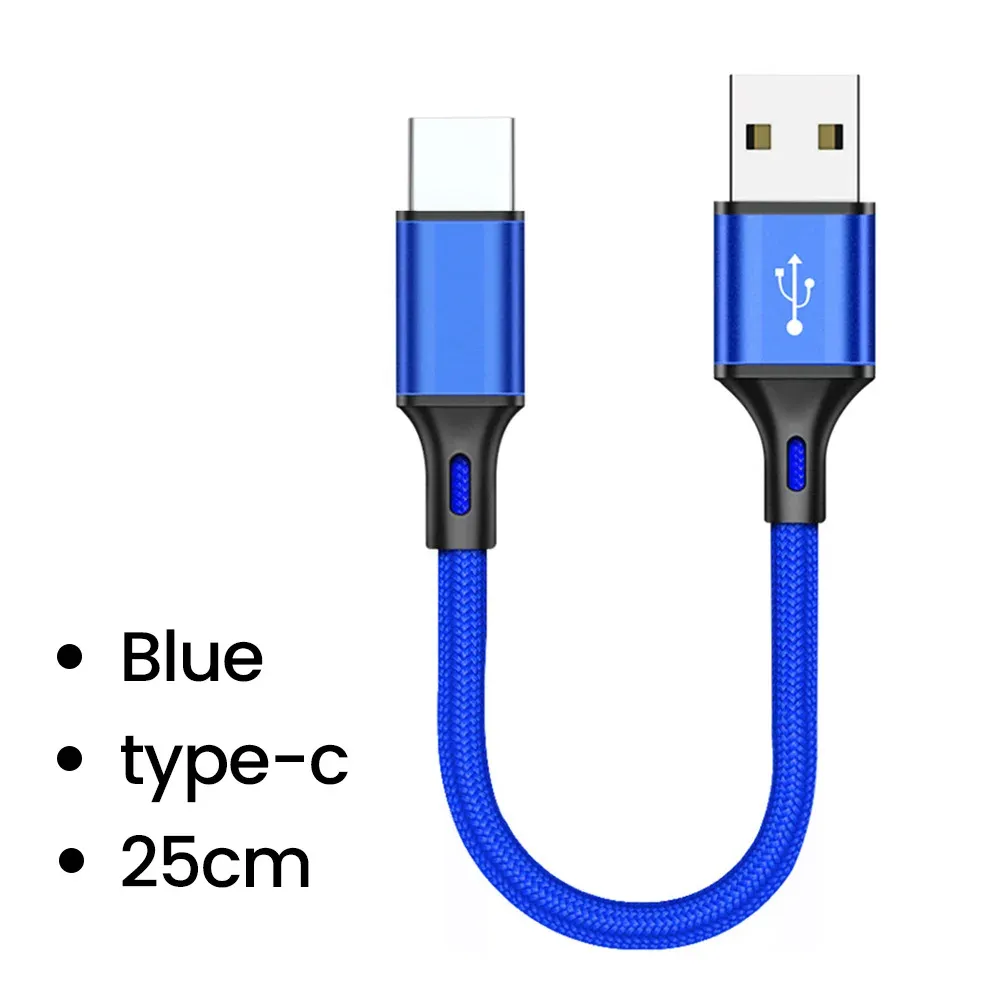 Câble Micro USB court 0,25 m à charge rapide et transfert de données, pour batterie externe, compatible Samsung et téléphones Android 10