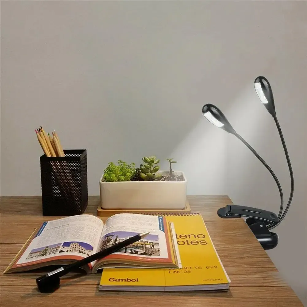 Lampe LED à pince pour pupitre de musique, alimentation par piles AAA ou USB, 4 niveaux de luminosité, idéale pour la création - Image 1