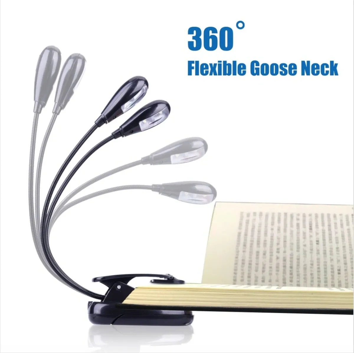 Lampe LED à pince pour pupitre, flexibilité des bras