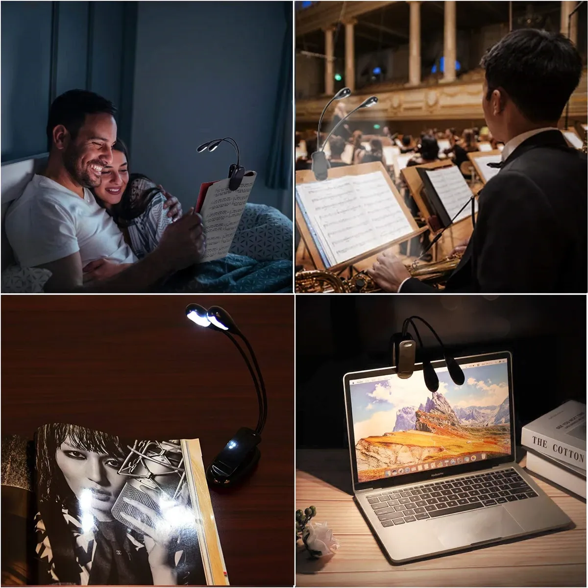 Lampe LED à pince pour pupitre, mise en valeur de la lumière