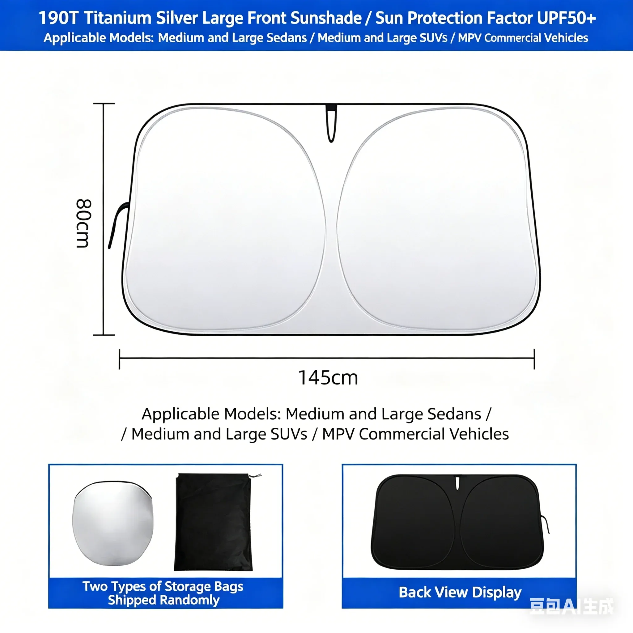 Pare-soleil rétractable pour pare-brise de voiture, protection solaire et isolation thermique 7