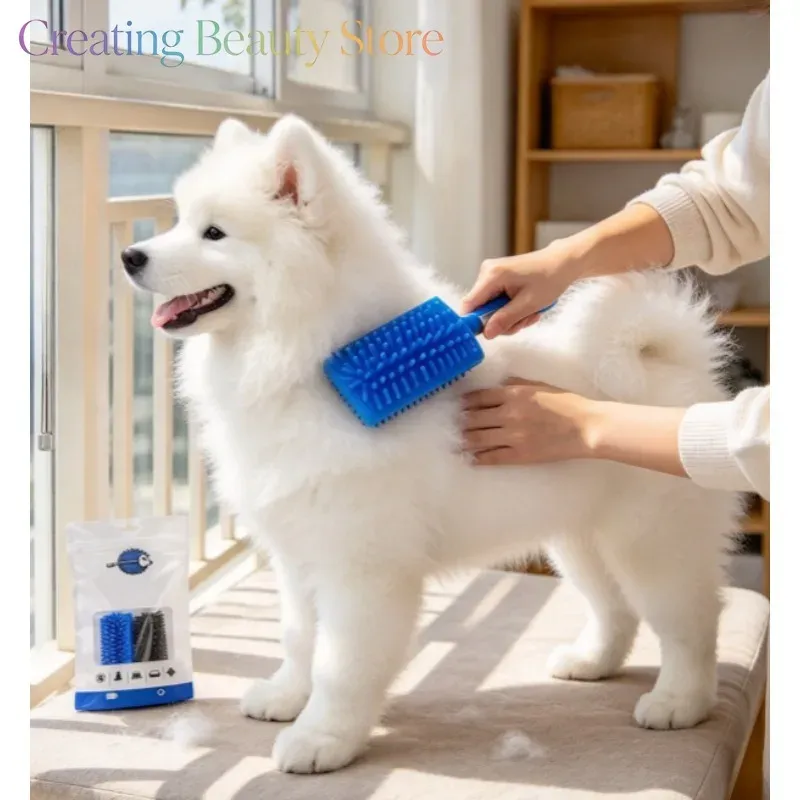 Brosse en silicone pour animaux de compagnie, brosse de toilettage pour chats et chiens, confortable et sans couture 4