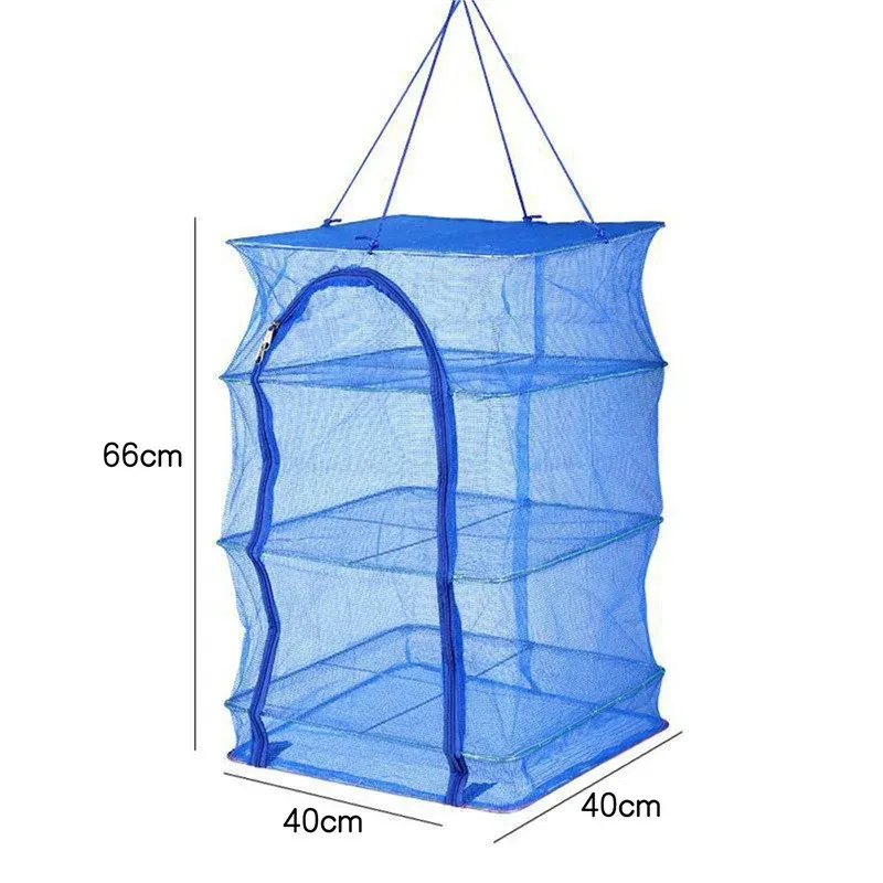 Filet de séchage pliable à 4 couches, support de séchage pour légumes et poissons, filet de séchage en PE, 35 x 35 x 65 cm 7