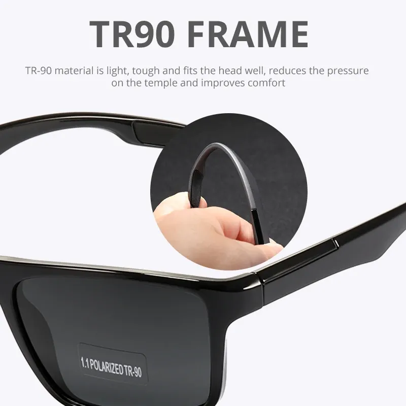 Lunettes de soleil rectangulaires polarisées KDEAM pour homme, ultra légères 4
