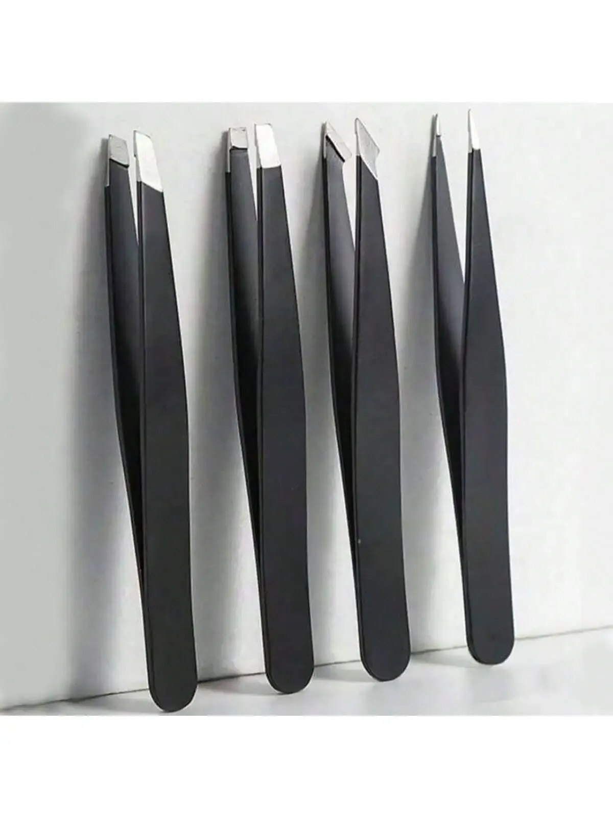Pincettes à sourcils polyvalentes en acier inoxydable, lot de 4 outils de maquillage pour la mise en forme des sourcils et des yeux, tondeuse à poils du visage 3