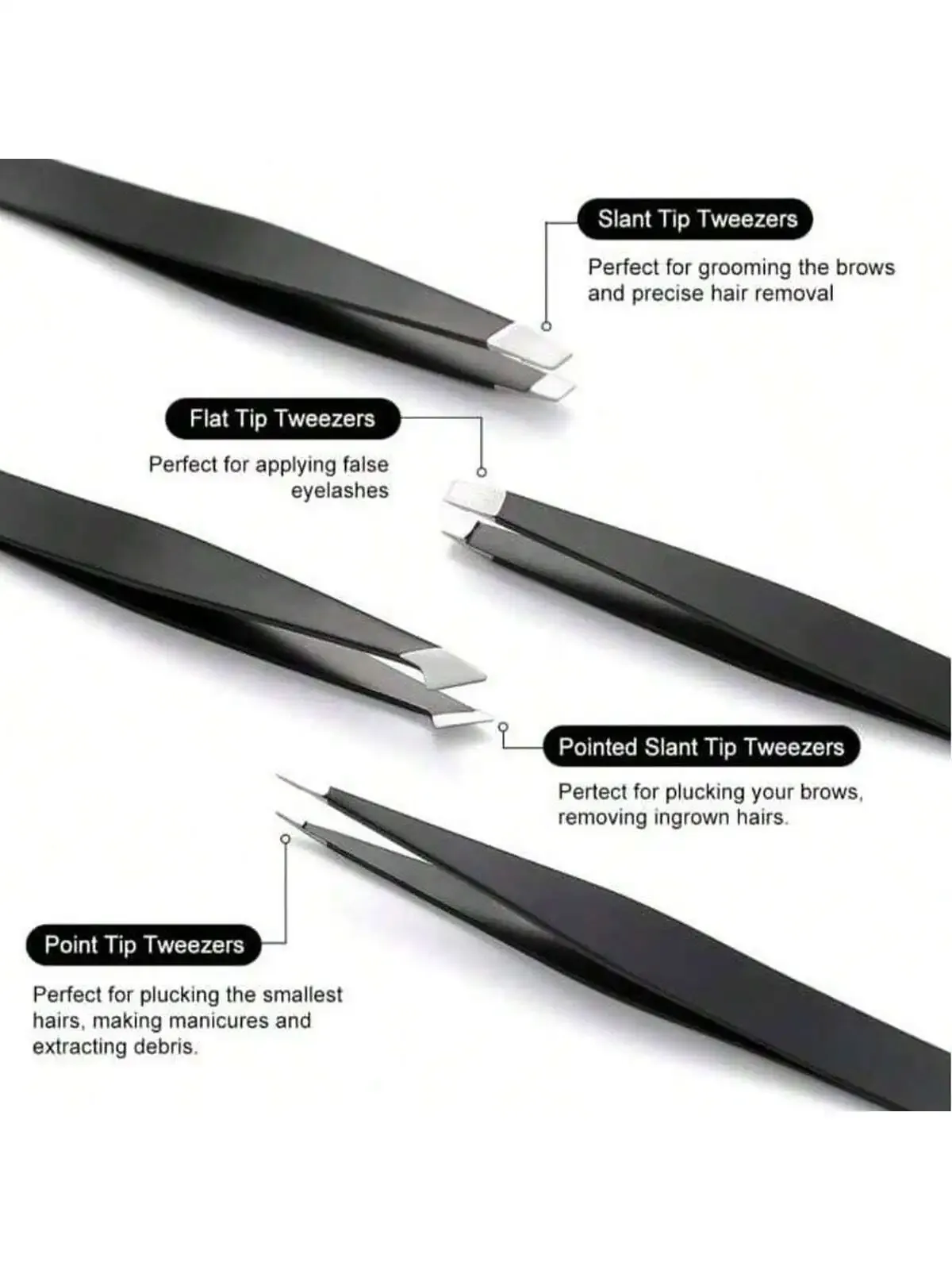 Détail des pincettes à sourcils au design épuré