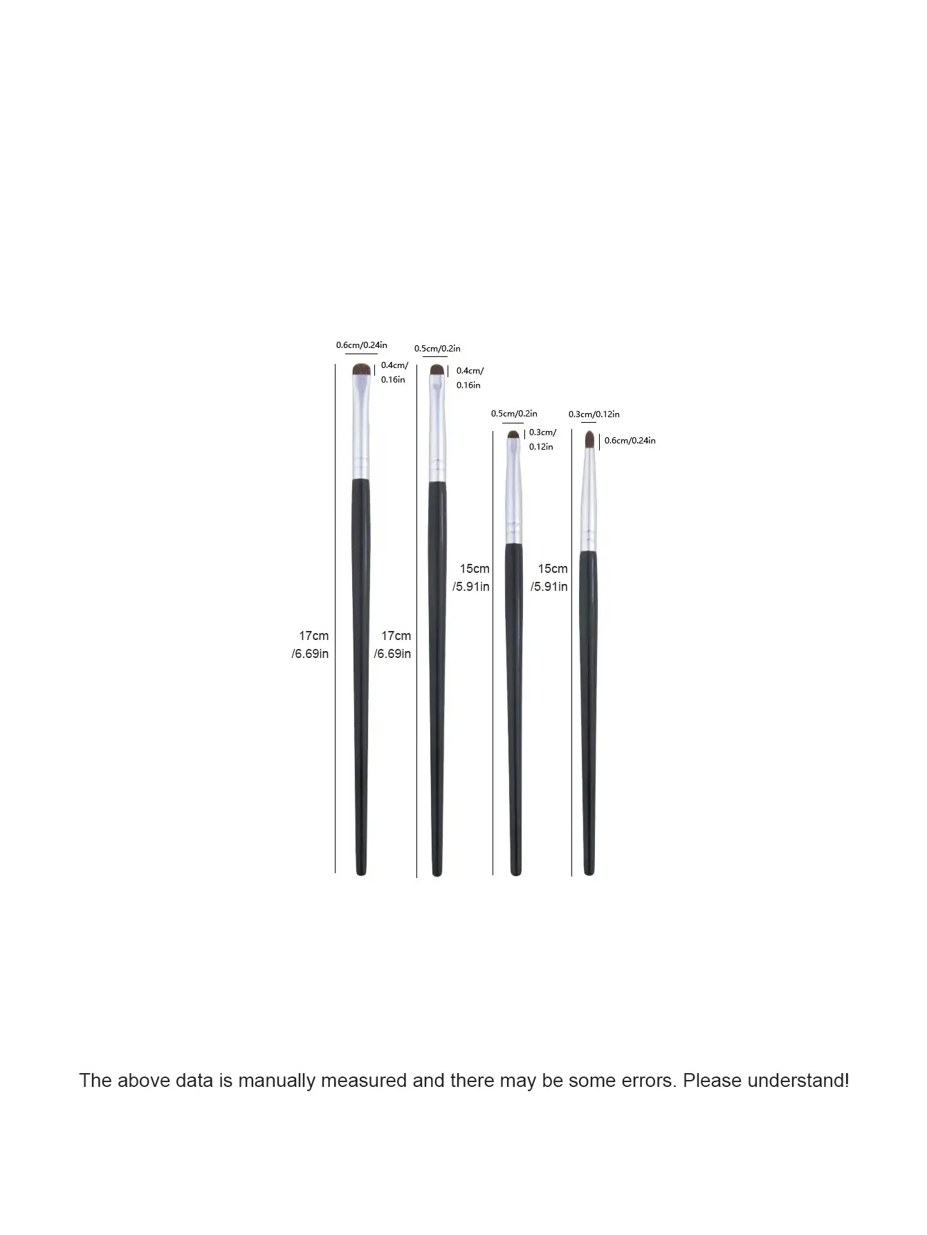 Lot de 4 pinceaux de maquillage noirs pour détails des yeux, poils de poney, pinceau précision pour ombre à paupières, applicateur eye-liner estompé, petit format 5