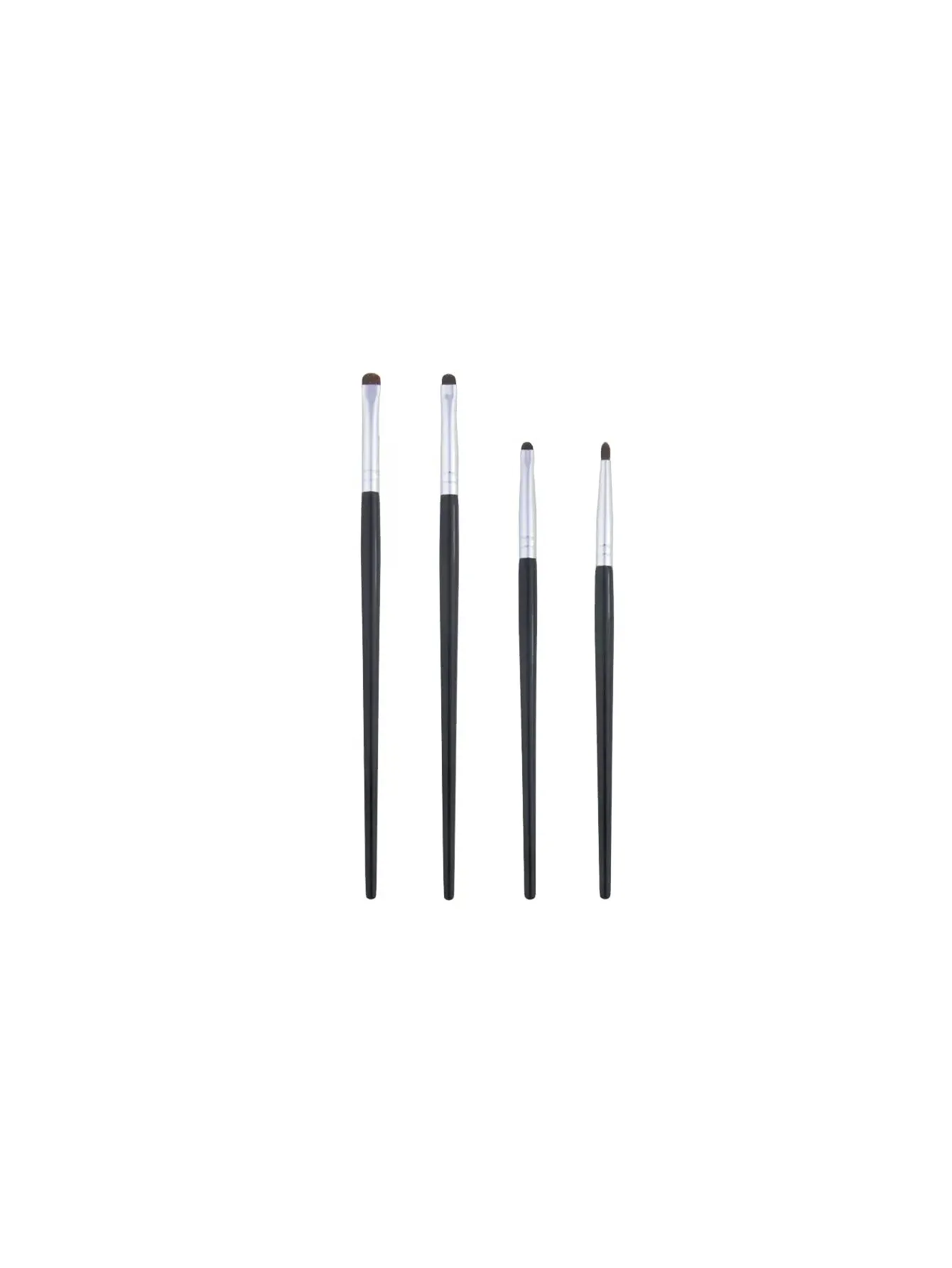 Lot de 4 pinceaux de maquillage noirs pour détails des yeux, poils de poney, pinceau précision pour ombre à paupières, applicateur eye-liner estompé, petit format 6