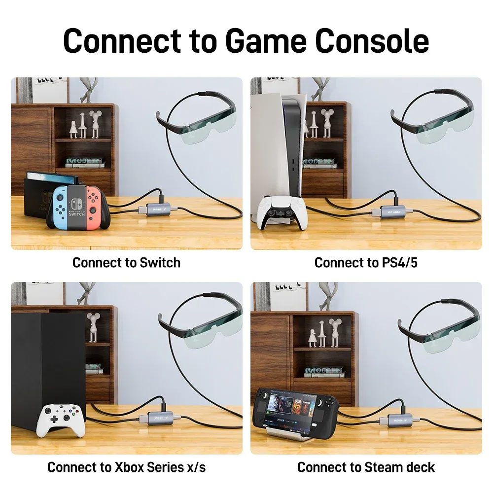 Adaptateur HDMI vers USB-C 4K 60 Hz, HDCP 2.2, HDR, compatible RayNeo / XREAL Air / Rokid Air / Switch / Steam Deck 6