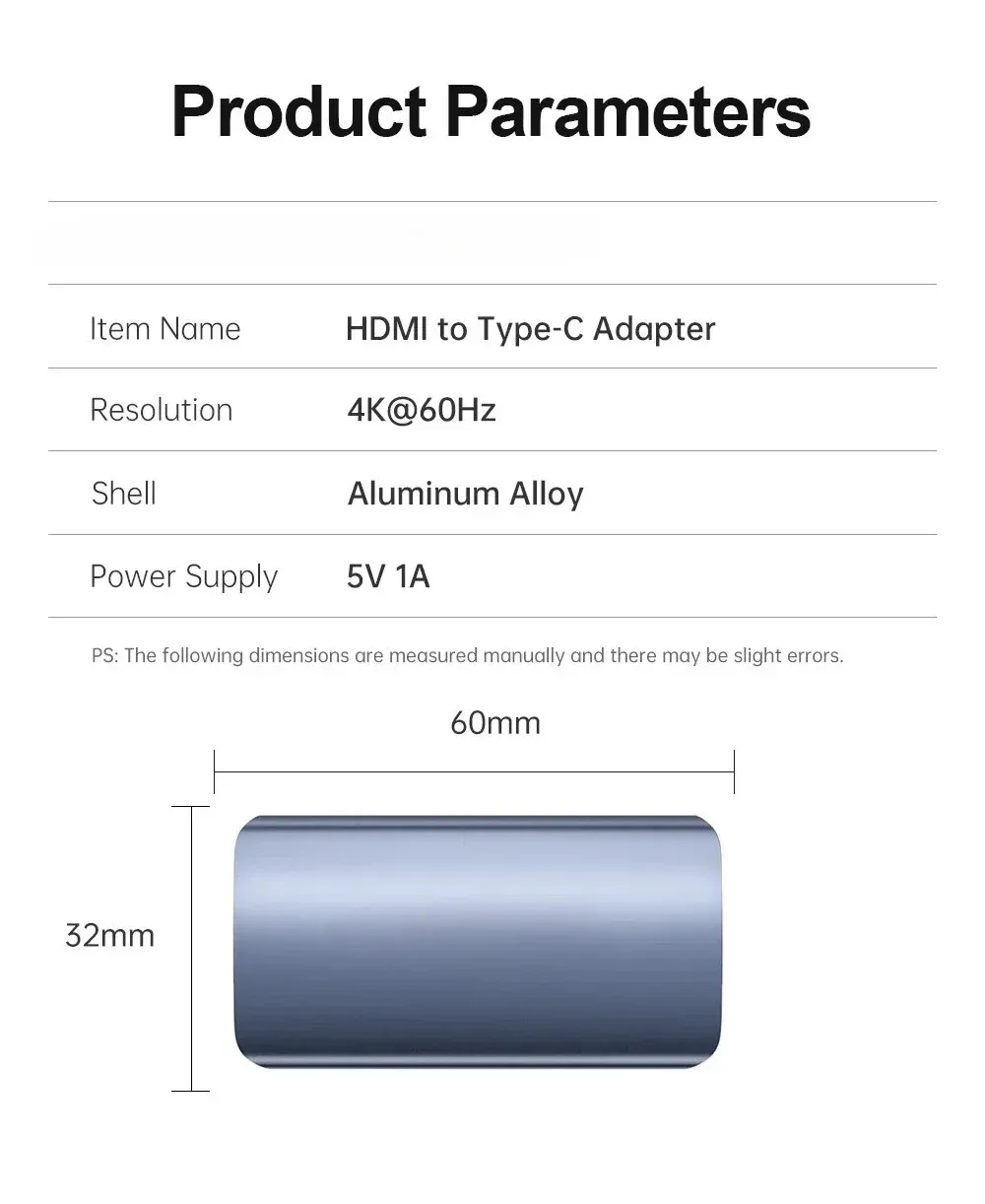 Détail de l'adaptateur HDMI vers USB-C