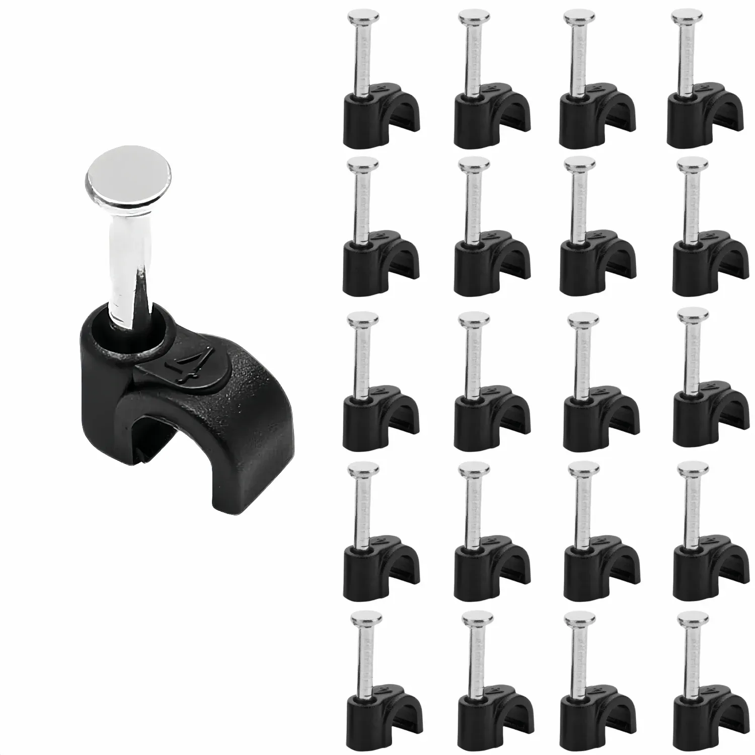 100 serre-câbles à clouer, clips muraux ronds noirs pour câbles Ethernet, clips pour câbles coaxiaux et câbles de haut-parleurs 7